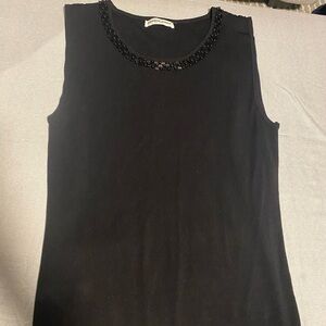 Chic Black Tank Top with Beaded Detail
